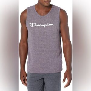 Champion Men's Powerblend Tank, Graphic Script - Wisteria Purple